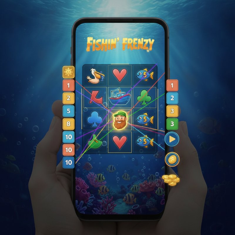 Fishin Frenzy slot by Real Time Gaming displayed on mobile device with underwater ocean theme